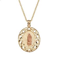 Ef collection diamond pendant necklace. 14k Gold Two Tone Our Lady Of Guadalupe Pendant Necklace