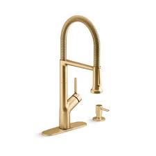 Over 80% new & buy it now; Kohler Setra Single Handle Pull Down Sprayer Kitchen Faucet In Vibrant Brushed Moderne Brass K R22897 Sd 2mb The Home Depot