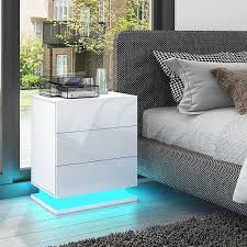 Ideal drawersfreda1234drawers look great, simple but stylish and easy to assemble.5. Undranded Modern Bedside Table Chest Of 3 Drawers High Gloss Rgb Led Lights Nightstand Unit Bedroom Furniture White Amazon Co Uk Home Kitchen