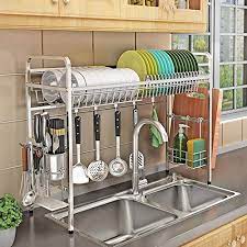 Maybe you would like to learn more about one of these? Buy Kurtzy 304 Stainless Steel Over The Sink Space Saving Dish Drainer Storage Organizer Rack For Kitchen Utensils 60 X 28 X 60 Cm Online At Low Prices In India Amazon In