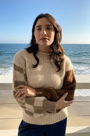 Suri Checkered Knit Sweater Beige Beige Sweater Knitted Sweaters Sweaters