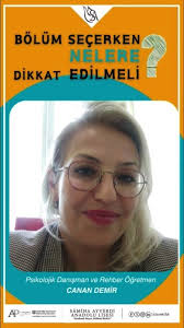 Psikolojik Danışman ve Rehber Öğretmenimiz Canan Demir, bölüm seçerken  nelere dikkat edilmesi gerektiğini sizler için anlattı., Ayrıca kendisi  tercih danışmanlığı için 2 Ağustos'a kadar her gün saat ...