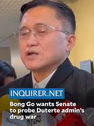Sen. Christopher Lawrence “Bong” Go, former aide of ex-president Rodrigo  Duterte, mulls filing a resolution to kickstart the Senate investigation  into the Duterte administration’s drug war. #newsph ...