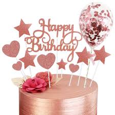 Free shipping on qualified orders. Rorchio Rose Gold Cake Toppers Happy Birthday Cupcake Topper And 5inch Confetti Balloons For Birthday Cake Decorations Buy Online In Dominica At Dominica Desertcart Com Productid 214818925