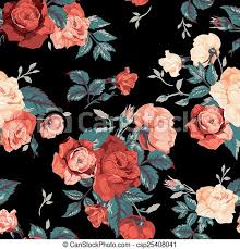 ✓ free for commercial use ✓ high quality images. Seamless Floral Pattern With Red And Orange Roses On Black Background Vector Illustration Canstock