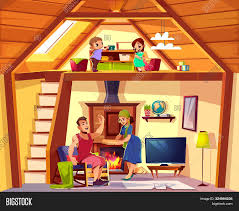 Winter landscape with falling snow. Cartoon Interior House Image Photo Free Trial Bigstock