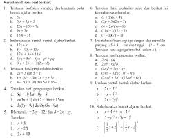 Contoh soal aljabar kelas 7 dan pembahasannya. Contoh Soal Aljabar Kelas 7 Siswapelajar Com