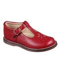 Footmates Apple Red Sherry Leather T Strap Shoe
