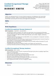 Certified Occupational Therapy Assistant Resume Samples Qwikresume