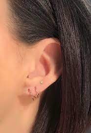 Tiny Spiral Gold Earrings Double Piercing Earrings Spiral Earrings Double Piercing Chevron Earrings