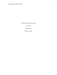 Student format for undergraduate students the title of your paper goes on the top line of the first page of the body (american psychological association apa, 2019, section. Writing A Paper In Apa Format 2 De Anza College