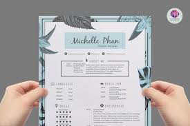 Easily customize fonts and colors or use as is. Cv Template Cover Letter Template Blue Leaves Theme By Chic Templates Thehungryjpeg Com