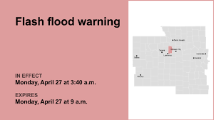 Flash flood warning active for Leavenworth County until Monday morning, says the NWS