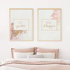 Excited To Share The Latest Addition To My Etsy Shop Stay Positive Make It Happen 2 Piece Wall Blush And Gold Bedroom Girl Bedroom Walls Gold Bedroom Decor