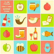 Symbols Of Rosh Hashanah Jewish New Year Rosh Hashanah Rosh Hashana Image Kids Vector