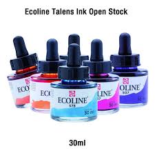 Questo inchiostro ha una resa ottima anche con tecniche di pittura sumi e ovunque si richieda un colore nero intenso e brillante. Ecoline Talens Loose Shades Ink 30ml Sitaram Stationers