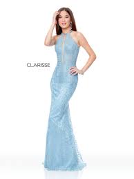 5014 Powder Blue Embroidered Prom Dress With A Plunging Neckline And Open Back Tight Prom Dresses Dresses Pageant Dresses