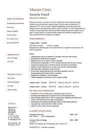 Security Guard Resume 1 Work Duties Example Sample Safety Checks First Aid Patrols Visitors