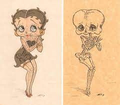The king is a skeleton with a hammer beak, stands against the background of a bright flame, he wears a crown, his ribs hide a. Artist Reveals The Skeletons Of Famous Cartoon Characters Bored Panda