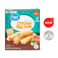 Spray the tops of the egg rolls with cooking spray, it will make them nice and brown while baking. Great Value Frozen White Meat Chicken Egg Rolls 12 55 Oz 4 Count Walmart Com Walmart Com