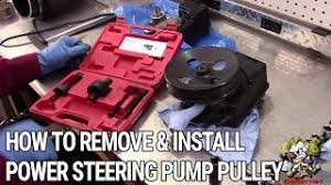 Removing a power steering pump pulley is easy if you have the right tools, and most auto parts stores wi. How To Remove And Install A Power Steering Pump Pulley Youtube