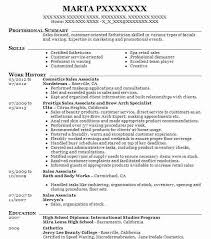cosmetics sales representative resume