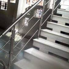 Outdoor stair railings and indoor stair railings generally have the same purpose in that they both assist in providing safer conditions for individuals using the stairs. Stainless Steel Staircase Railings Pattern Plain At Best Price In Sambalpur Odisha From Archie Traders Id 1174507