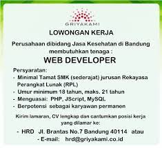 Bug fixing and make sure system running well. Lowongan Kerja Web Developer Di Bandung Lowongan Kerja Terbaru Indonesia 2021