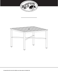 Hampton bay fts70660 mix and match square metal outdoor dining table instructions / assembly. 2