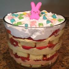 Easter trifle dessert bitz and giggles yellow food coloring, cake, whipped cream cheese, sweetened condensed milk and 1 more strawberry trifle dessert love, pasta and a tool belt strawberries, cool whip, angel food cake Easter Trifle Easter Recipes Holiday Eating Trifle Recipe