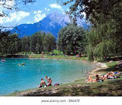 stock photo switzerland europe canton valais sion les iles bath lake sea bathing person alps mountains camping spare t mountain camping lake alps