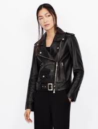 Women's armani exchange leather jackets. Armani Exchange Leather Biker Jacket Blouson Jacket For Women A X Online Store