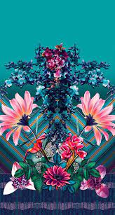 Tropical wallpaper flower wallpaper wallpaper backgrounds iphone wallpaper tropical design tropical art tropical flowers colorful flowers midnight jungle floral pattern. Blue Turquoise Pink Tropical Flowers Botanical Art Iphone Phone