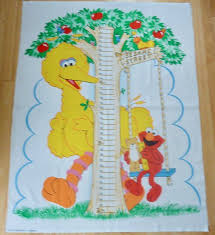 Vintage Sesame Street Growth Chart Cotton Fabric Panel Big