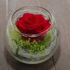 Vase En Verre Boule Garni D 039 Un Bouton De Rose Stabilise Rouge Mis En Hochzeitsdekoration Blumen Deko Geburtstag