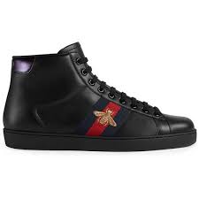 Black And Gold Sneakers Mens Gucci Ace High Top Sneakers 730 Liked On Polyvore Featuring Men S Fashion Men S Shoes Men S Sneak Black Leather Shoes Men Sneakers Men High Top Sneakers