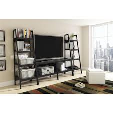 Altra Furniture Ladder Bundle 4 Shelf Bookcase In Black Set Of 2 Shelving Units Living Room Fireplace Entertainment Center Living Room With Fireplace