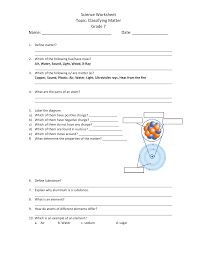 matter and material worksheet grade 7