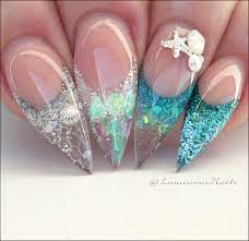 Luminous Nails Beauty Gold Coast Qld Mermaid Nails Aquamarine Nails Blue Nails Clear Nails Acrylic Nai Stiletto Nails Designs Mermaid Nails Luminous Nails