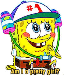 Am I A Pretty Girl Spongebob Squarepants Sticker By Victoriab 123 Spongebob Memes Funny Spongebob Memes Spongebob