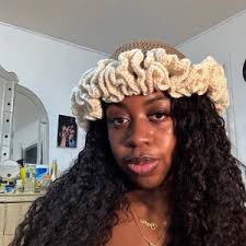 Striped Crochet Ruffle Hat