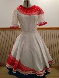 Rockabilly Dress Cowgirl Size Medium Small Square Dance Calico Red White Circle Skirt Boho Country Western Wedding Bar Rockabilly Dress Dresses Victorian Dress