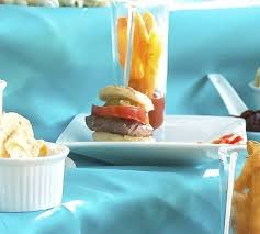 Mini Burger Bites With Shot Glass French Fries By Be My Guest Wedding And Event Planning Www Bemyguestweddings Com Burger Bites Mini Burgers Food