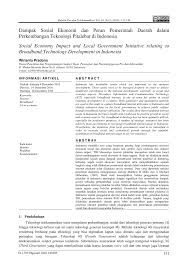 Pdf Dampak Sosial Ekonomi Dan Peran Pemerintah Daerah Dalam Perkembangan Teknologi Pitalebar Di Indonesia Social Economy Impact And Local Government Initiative Relating To Broadband Technology Development In Indonesia