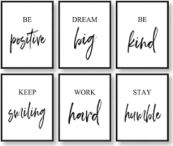 Amazon Com Inspirational Wall Art Motivational Wall Art Office Wall Decor Wall Art For Living Room And Bedroom Office Decor Set Of 6 8x10in Unframed Posters Prints