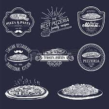 Vector Vintage Hipster Italian Food Logos Modern Pasta And Pizza Italian Recipes Vintage Hipster Logo Food