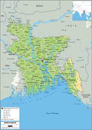 The map shows bangladesh and surrounding countries with international borders, the national capital dhaka (dacca), province capitals, major cities, main roads, railroads, and major airports. Bangladesh Map Physical Worldometer