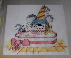 Tiny Trouble Ted Birthday Card Cross Stitch Chart