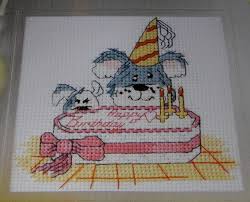 tiny trouble ted birthday card cross stitch chart