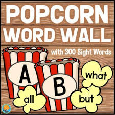 Popcorn Word Wall With 300 Sight Words Editable Cards This Is A Fun Colorful Word Wall In A Popcorn Theme F Popcorn Words Sight Words Learning Sight Words